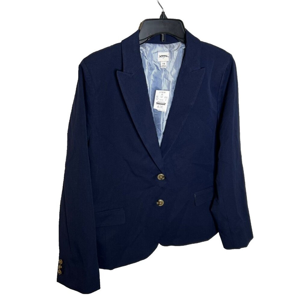 J.Crew $198 Womens Petite Two Button Blazer Navy Size 2P BP097 - Picture 3 of 9